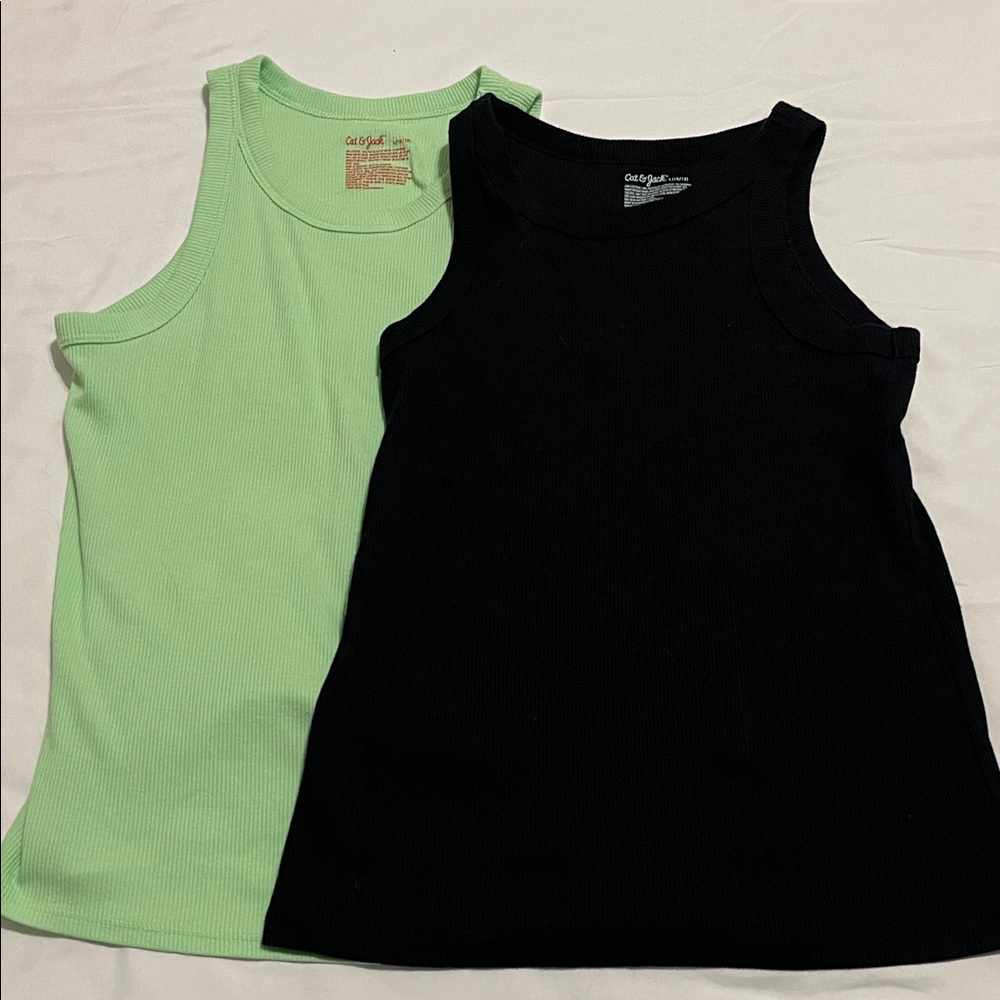 Cat & Jack Black and Neon Green Tank Tops
